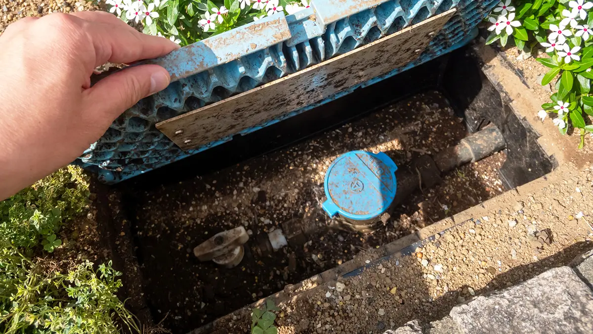 水道メーターボックス内の元栓バルブ